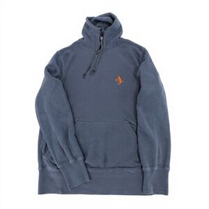 Polo Ralph Lauren Mens Waffle Knit Thermal Hoodie Navy Blue Lizard Logo Small